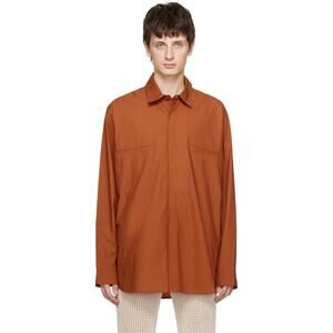 $520 Nanushka Tan Orange Damos Shirt Oversized Button Up Men’s Size Medium